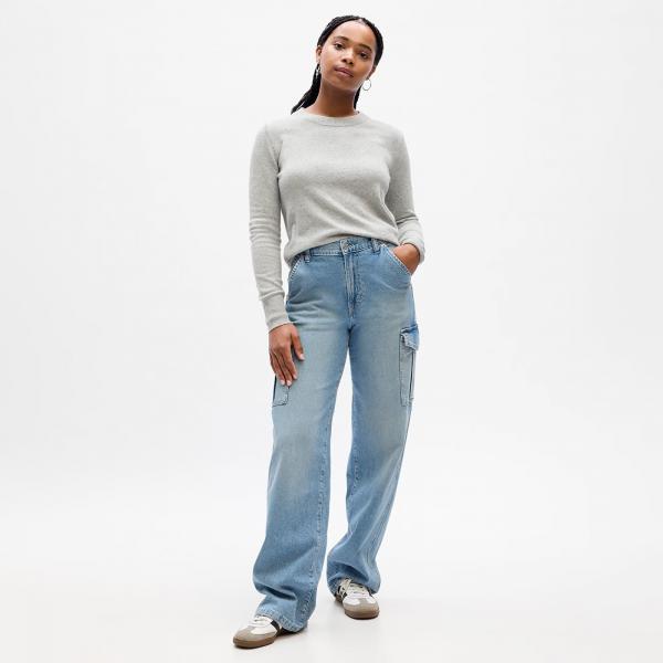 Svetr GAP Cashsoft Crew Light Heather Grey XXS