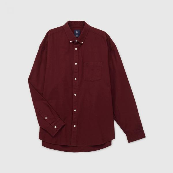 Košile GAP Standard Logo Oxford Shirt Noir Red S