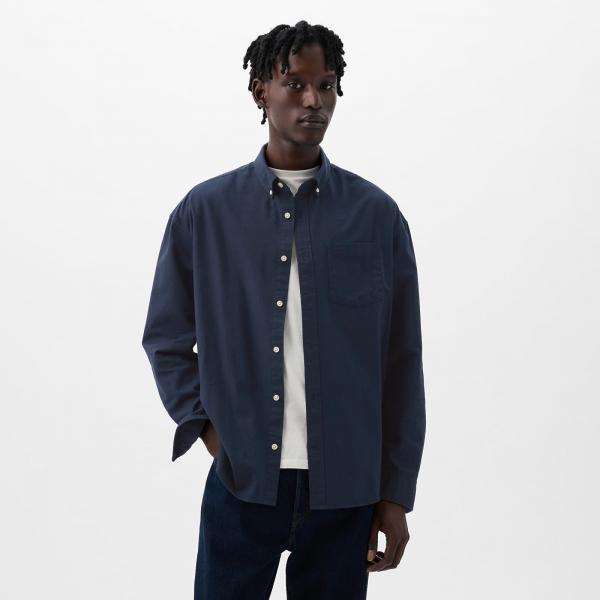 Košile GAP Standard Logo Oxford Shirt Tapestry Navy S