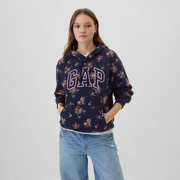 Mikina GAP Logo Pullover Hoodie Navy Floral XS