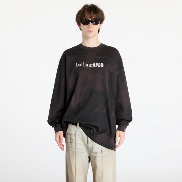 Tričko A BATHING APE Overprint Logo Relaxed Fit Long Sleeve Tee Black XL