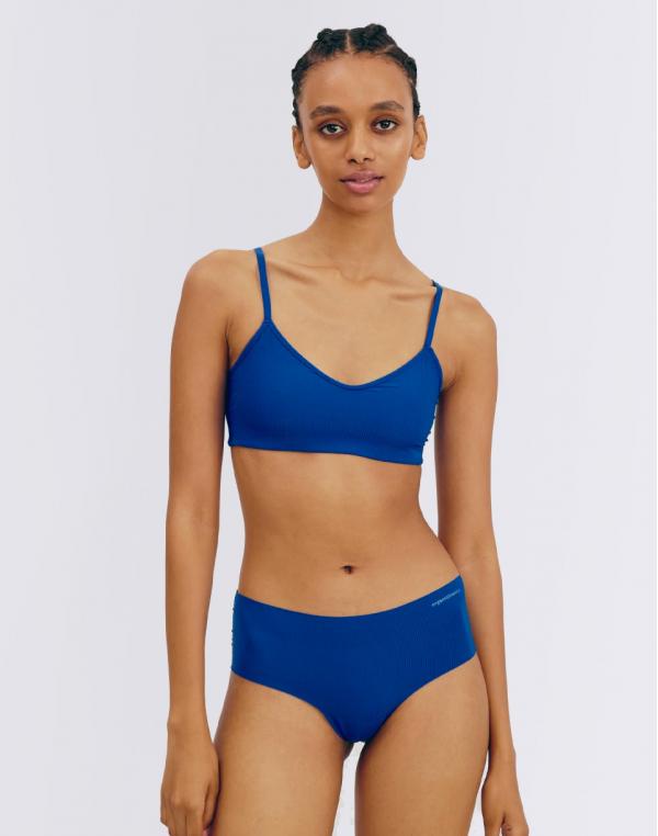 Organic Basics Naked Rib Bralette Vibrant Blue XS