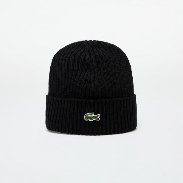 Čepice LACOSTE Knitted Hat Black Universal