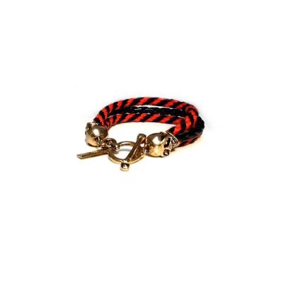 Icon Brand Triple Row Woven Of Skulls Bracelet