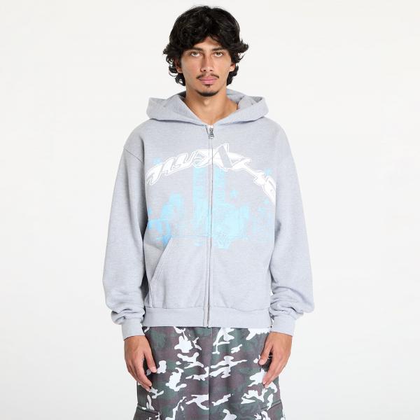 Mikina Awake NY Skyline Zip Up Hoodie Heather Grey XL