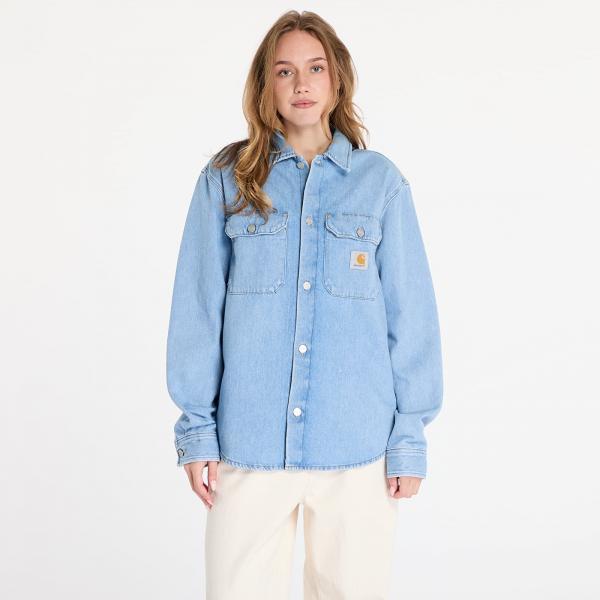 Košile Carhartt WIP Harvey Shirt Jac UNISEX Blue Dark Bleached XL