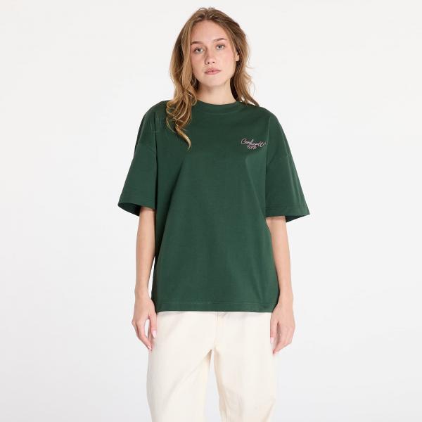 Tričko Carhartt WIP S/S Signature Script T-Shirt UNISEX Sycamore Tree/ Dusty Rose XL