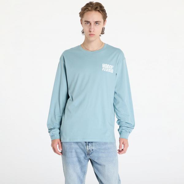 Tričko Horsefeathers Distort Long Sleeve T-Shirt Blue Haze XL