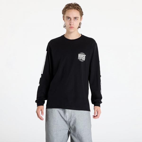 Tričko Horsefeathers Tall Typo Long Sleeve T-Shirt Black S