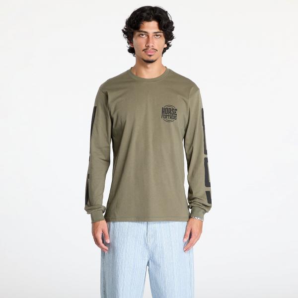 Tričko Horsefeathers Tall Typo Long Sleeve T-Shirt Burnt Olive S