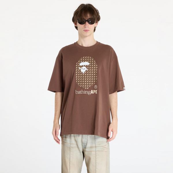 Tričko A BATHING APE Sta Houndstooth By Bathing Ape Relaxed Fit Tee M Brown XL