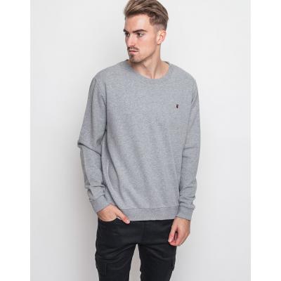 Knowledge Cotton Basic Sweat Grey Melange-Red Owl XL