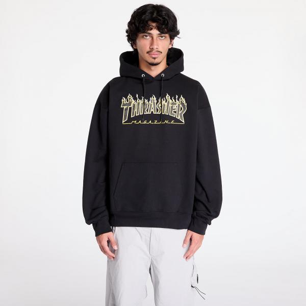 Mikina Thrasher Flame Hoodie Black/ Yellow XL