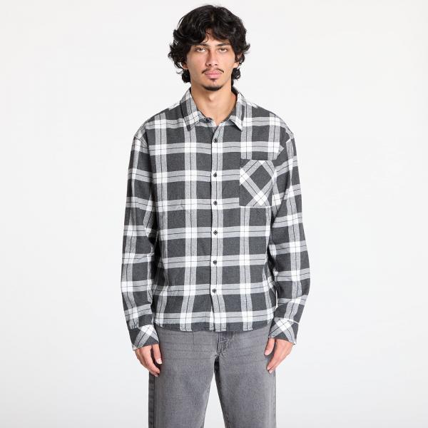 Košile Urban Classics Boxy Dark Checked Shirt Grey/ White XXL