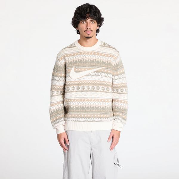 Svetr Nike Life Fair Isle Swoosh Sweater Light Orewood Brown/ Sail/ Khaki S