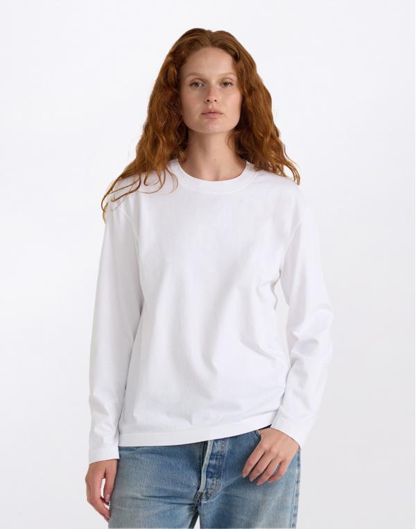 Tričko Organic Basics True Heavy Boxy Long Sleeve Tee White