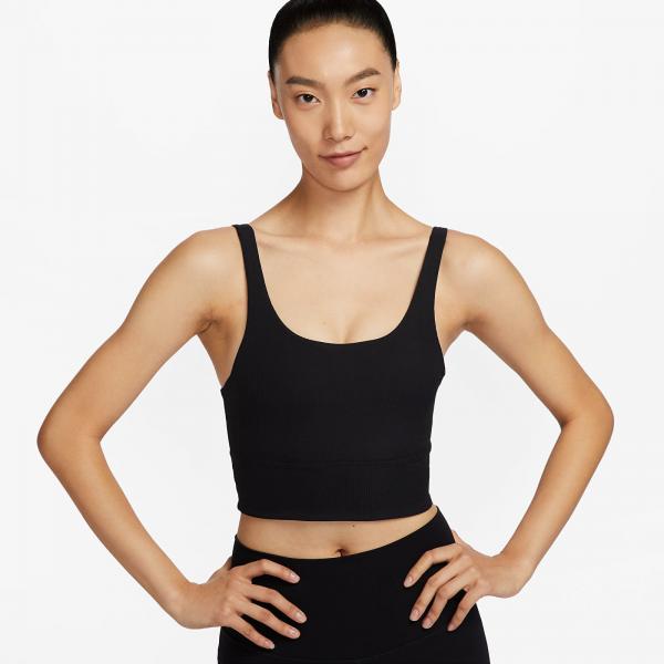 Podprsenka Nike Zenvy Wide Ribbed Women's Light-Support Non-Padded Longline Sports Bra Black/ Black/ Pcg3C XL