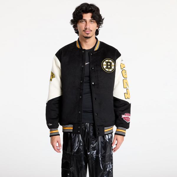 Bomber Mitchell & Ness NHL Team History Varsity Jacket Current Logo Bruins Black XL
