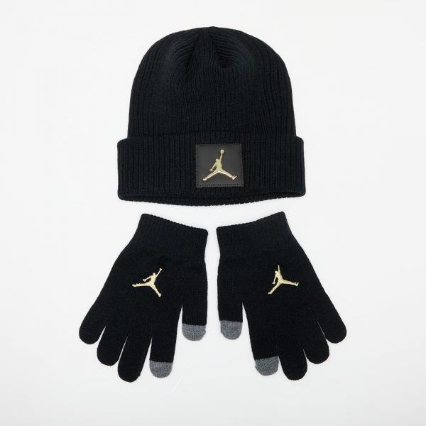 Jordan Kids Metal Jumpman Patch Beanie Set Black/Gold Universal