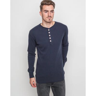 Knowledge Cotton Rib Henley 1001 Total Eclipse M