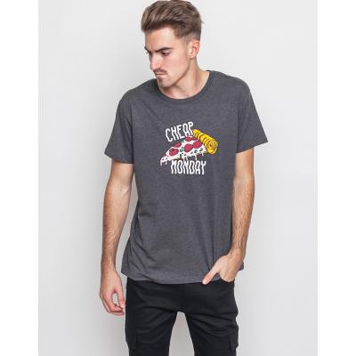 Triko Cheap Monday Standard Pizza Logo Asphalt Melange
