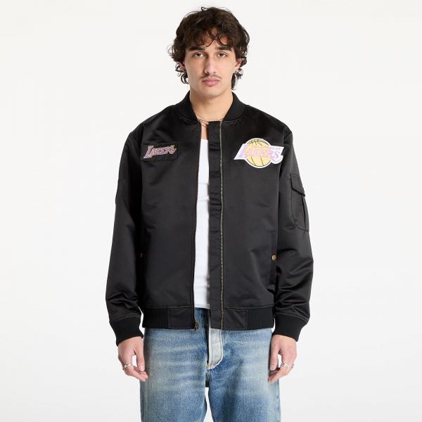 Bunda Mitchell & Ness NBA Team Leader Satin Vintage Logo Lakers Bomber Black XL