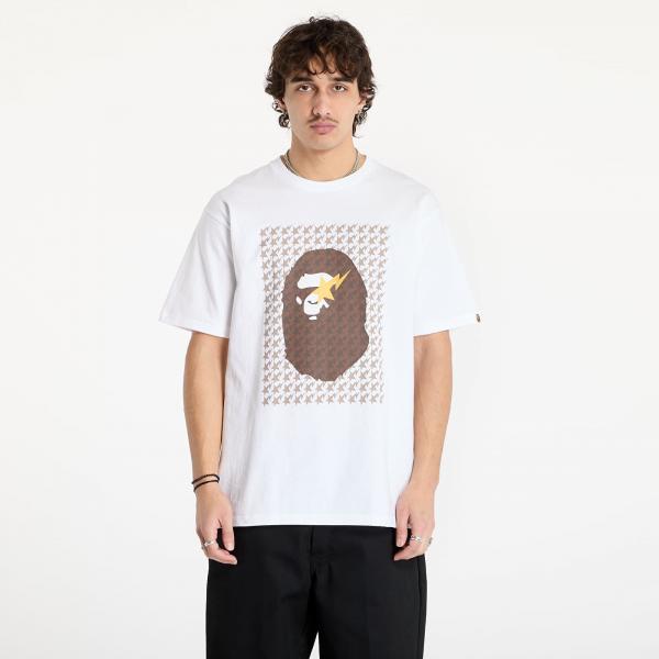 Tričko A BATHING APE Sta Houndstooth Ape Head Tee White/ Brown XXL