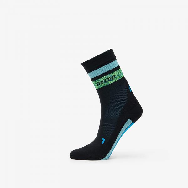 Ponožky CEP Miami Vibes Mid Cut Compression Socks Black/ Green/ Aqua M
