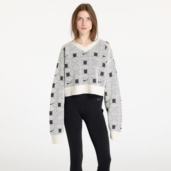 Svetr Nike Naomi Osaka Women's Engineered Knit Sweater Pale Ivory/ Black/ Light Orewood Brown XL