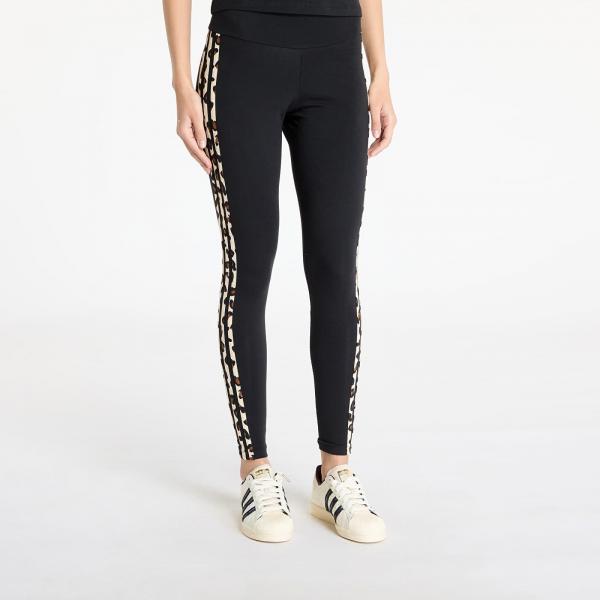 Legíny adidas Black Leopard Allover Print Leggings Black M