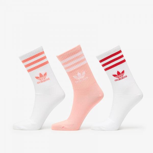 Ponožky adidas 3 Stripes Crew Sock 3-Pack White/ Glow Pink/ White L