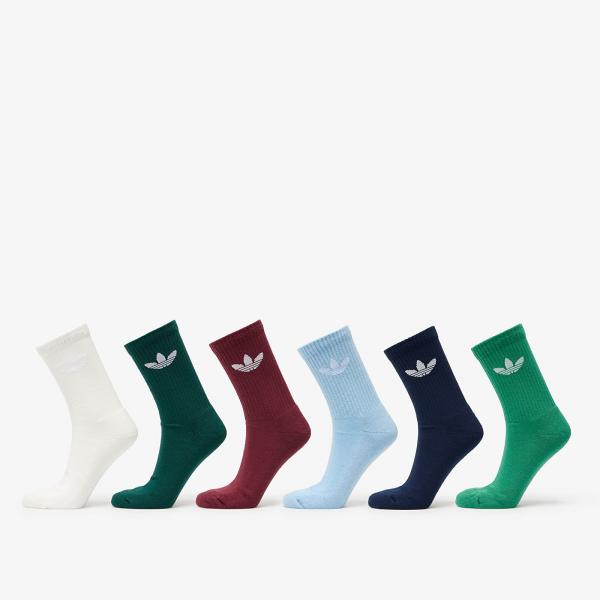 Ponožky adidas Trefoil Crew Sock Cushion 6-Pack Off White/ Semi Court Green/ Collegiate Green S
