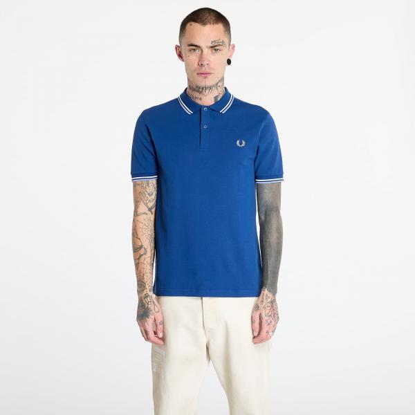 Tričko FRED PERRY The Twin Tipped Polo Shirt Shaded Cobalt / Snow White / Light Smoke L