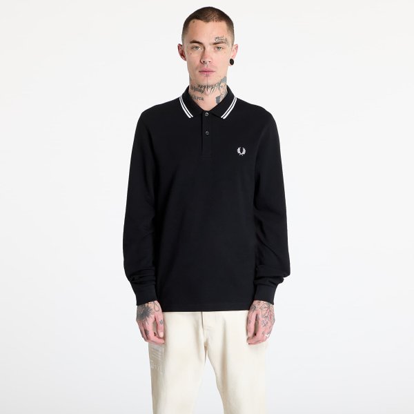 Tričko FRED PERRY Long Sleeve Twin Tipped Shirt Black XL