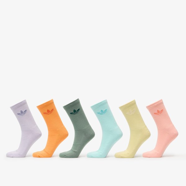 Ponožky adidas Trefoil Crew Cushion Socks 6-Pack Silver Green/ Glow Pink/ Powder Yellow XL