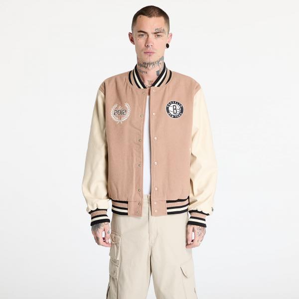 Bomber New Era Brooklyn Nets NBA Lifestyle Beige Varsity Jacket UNISEX Beige S