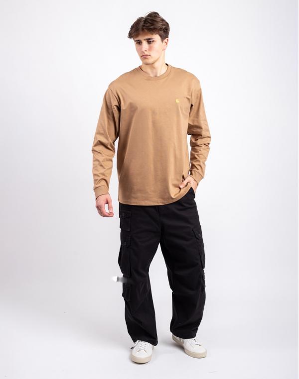 Tričko Carhartt WIP L/S Chase T-Shirt Peanut/Gold