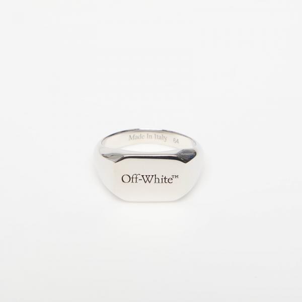 Off-White Logo Silver Ring Silver/ Black 64
