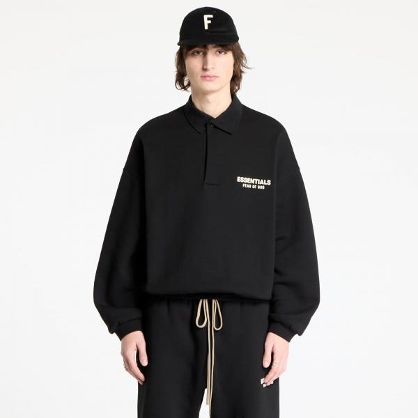 Mikina Fear Of God ESSENTIALS Fleece Polo Sweatshirt Black L