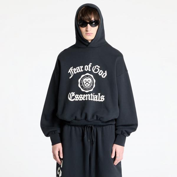 Mikina Fear Of God ESSENTIALS Heavy Fleece Vintage Shrunken Hoodie Black XXL