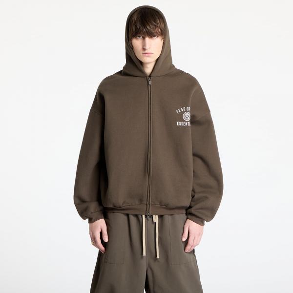 Mikina Fear Of God ESSENTIALS Heavy Fleece Fullzip Hoodie Brown L