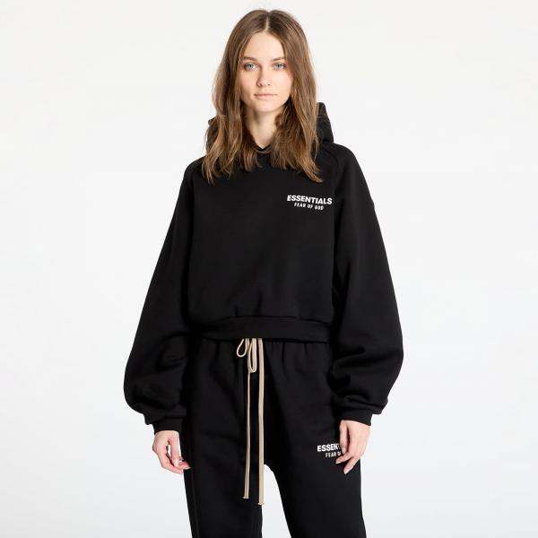 Mikina Fear Of God ESSENTIALS Fleece Cropped Hoodie Black S