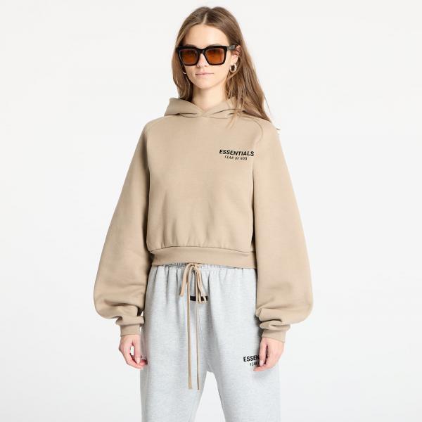 Mikina Fear Of God ESSENTIALS Fleece Cropped Hoodie Desert Sand XS