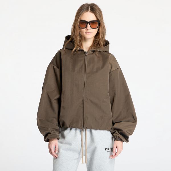 Bunda Fear Of God ESSENTIALS Textured Nylon Hooded Bomber Brown XS