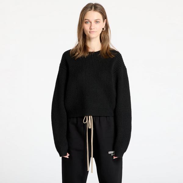Svetr Fear Of God ESSENTIALS Heavy Waffle Cropped Crewneck Black L