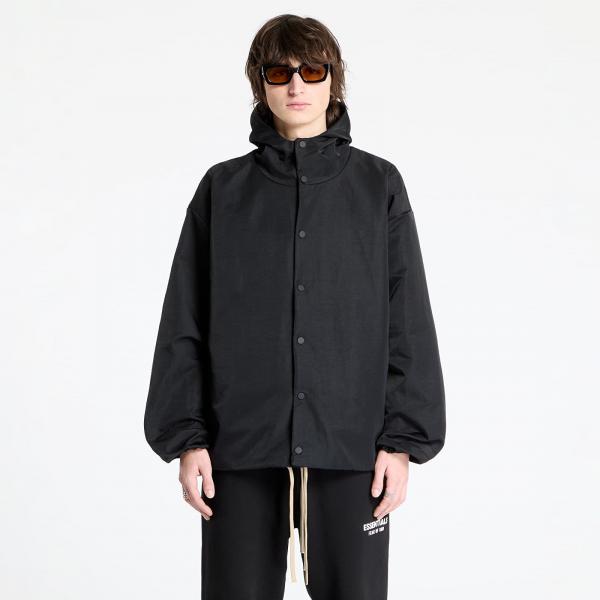 Bunda Fear Of God ESSENTIALS Textured Nylon Hooded Coaches Jacket Black S