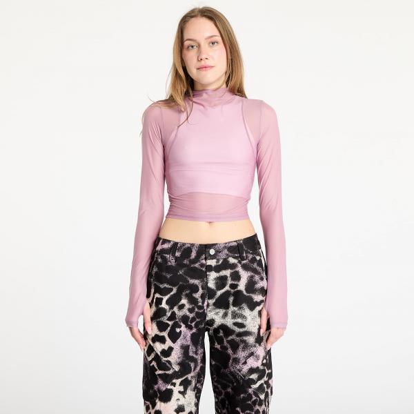 Tričko Nike Zenvy Women's Dri-FIT Long-Sleeve Sheer Top Plum Dust/ White M