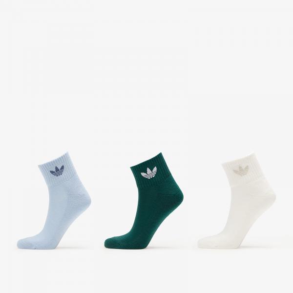 Ponožky adidas Mid Ankle Sock 3-Pack Off White/ Collegiate Green/ Wonder Blue M