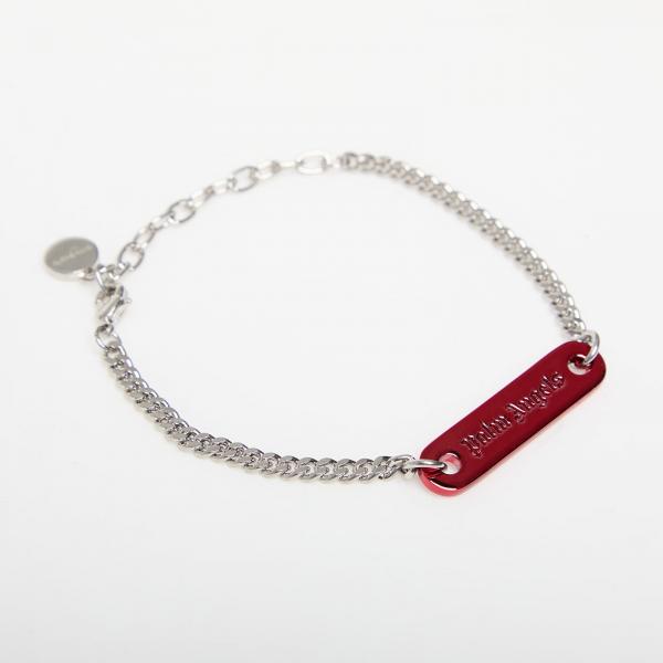 Palm Angels Logo Plate Bracelet Silver/ Red Universal