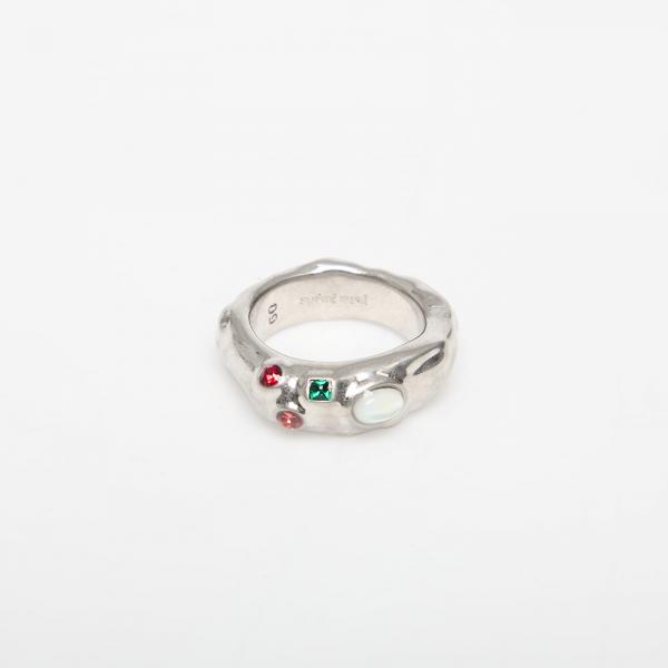 Palm Angels Oval Melted Strass Ring Silver/ Multicolor 60